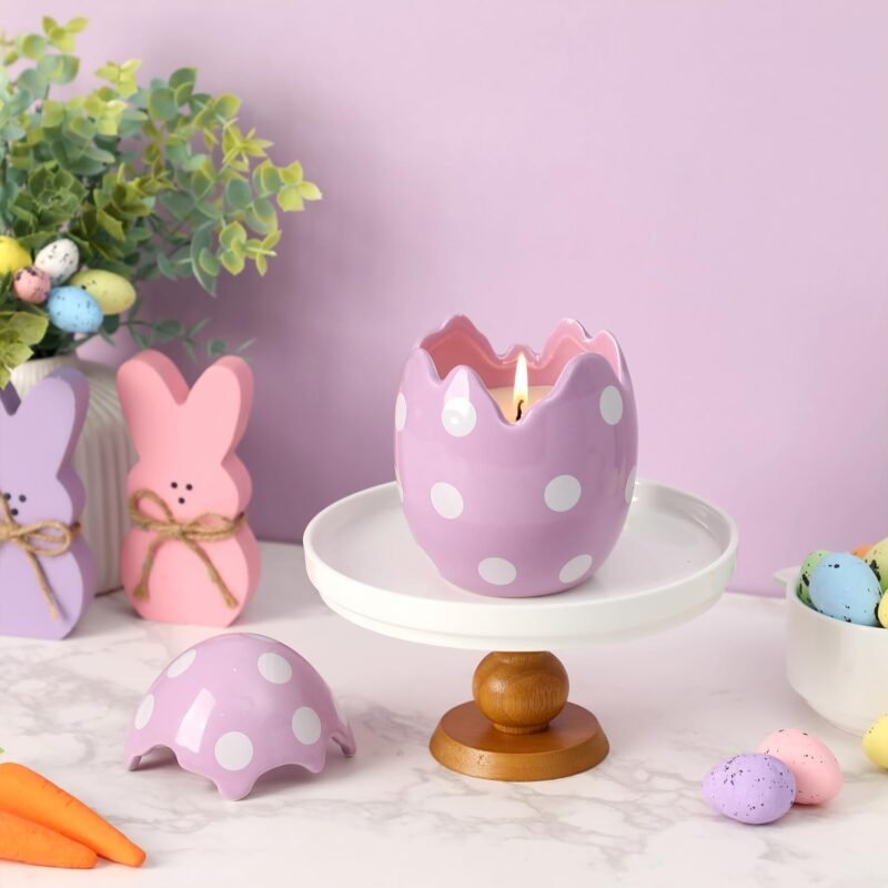 Easter Eggs Scented Candle, Lavender Scented Candle, Easter Decorations, Easter Gifts for Women,Purple,8.5oz - Image 2