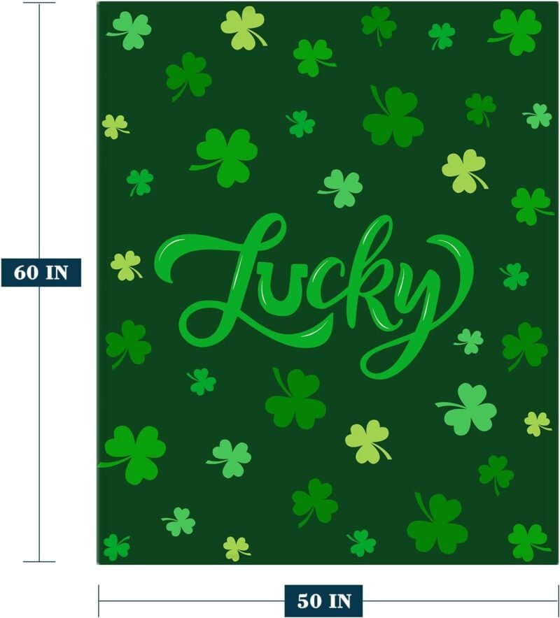 YeeJu St Patricks Day Decorative Throw Blanket 50 by 60 Green Lucky Shamrocks Throw Blanket for Couch Sofa Bed Soft Cozy Fuzzy Plush Fleece Blankets Saint Patricks Day Irish Gift Blanket 50x60 - Image 2
