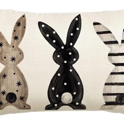 AVOIN colorlife Easter Rabbits Throw Pillow Cover, 12 x 20 Inch Bunny Cushion Case Decoration for Sofa Couch