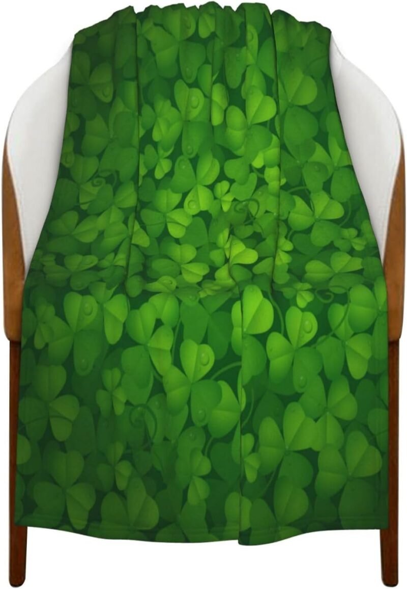 St. Patrick's Day Fleece Blanket Festival Greens of Ireland Clovers Shamrocks Design Throw Blanket Lightweight Cozy for Couch, Sofa, Bed 30" x 40" St. Patrick's Day Gifts - Image 5