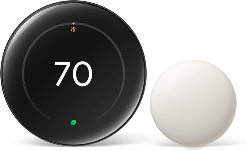 Google Nest Learning Thermostat (4th Gen, 2024) with Nest Temperature Sensor - Energy Saving Smart Thermostat with Adaptive Eco - Works with Alexa and Google Home App - Polished Obsidian