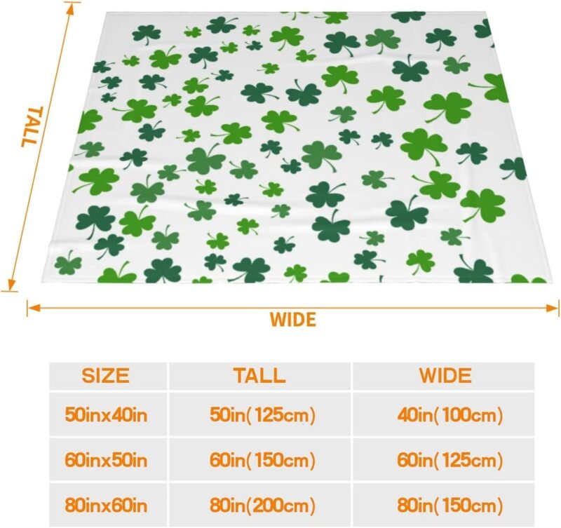 JOOCAR Flannel Throw Blanket St Patricks Day Lucky Spring Green Clover Shamrock Cozy&Soft Plush Blankets for Bed Couch Living Room Sofa Chair - Image 4