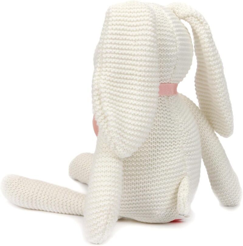 Organic Baby Toys White Bunny Rabbit Stuffed Animal for Newborn 7.1" - Image 3