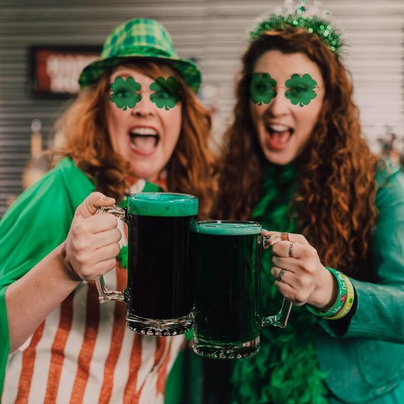 St. Patrick’s Day Irish Shamrock Sunglasses Green Four Leaf Clover Glasses Lucky Leprechaun Costume Accessories - Image 6