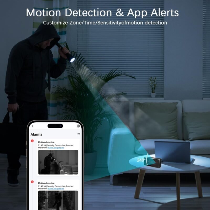 Indoor Security Camera for Home, Baby/Elder/Dog/Pet Camera with Phone App, Wi-Fi Camera with Motion Detection/Night Vision, 24/7, 1080P Clock Camera - Image 4