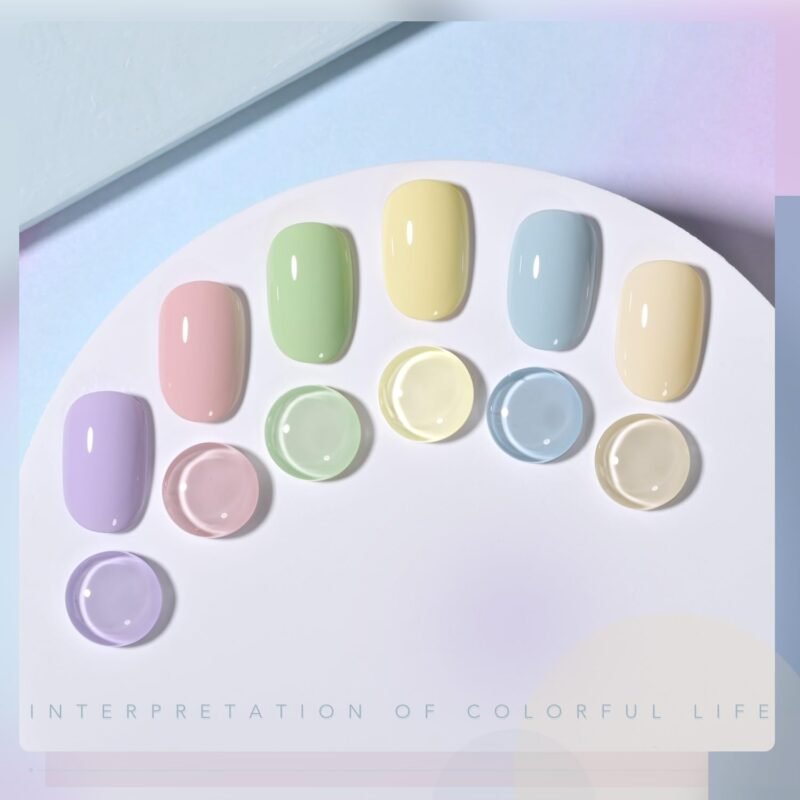 GAOY Pastel Pink Blue Gel Nail Polish Set, 6 Colors Green Yellow Nude Spring Soak Off UV Light Cure Gel Polish Kit for Salon and Nail Art DIY at Home - Image 2
