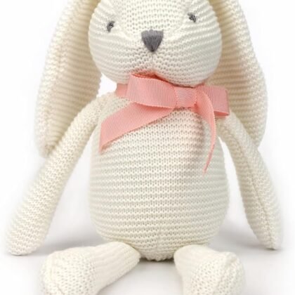 Organic Baby Toys White Bunny Rabbit Stuffed Animal for Newborn 7.1"