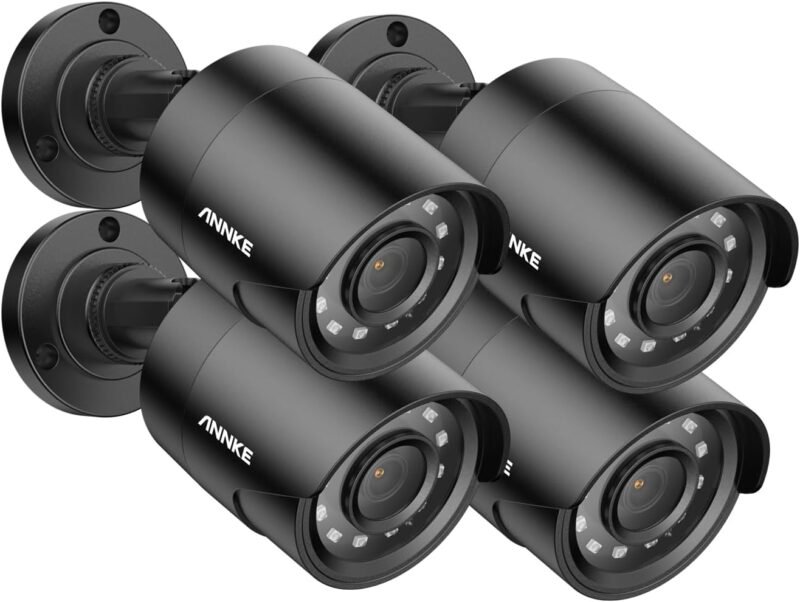 ANNKE 4 Pack 1080P HD TVI Home Security Camera Outdoor Indoor, 1920TVL, IP66 Waterproof, Night/Day Vision, Surveillance CCTV Bullet Cam
