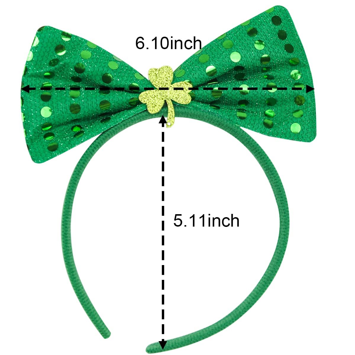 St. Patrick's Day Headband Green Sequins Bowknot Headbands Patrick's Day Hair Hoops Shamrock Clover Headband Leprechaun Hat Headpieces Festival Costume Accessories for Women and Girls - Image 4