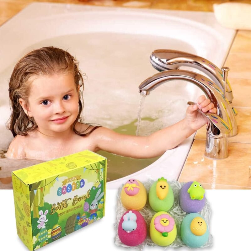 6 Pack Easter Bubble Bath Bombs with Easter Squishy Toys Inside for Kids Girls Boys Easter Basket Stuffers Gifts - Image 6