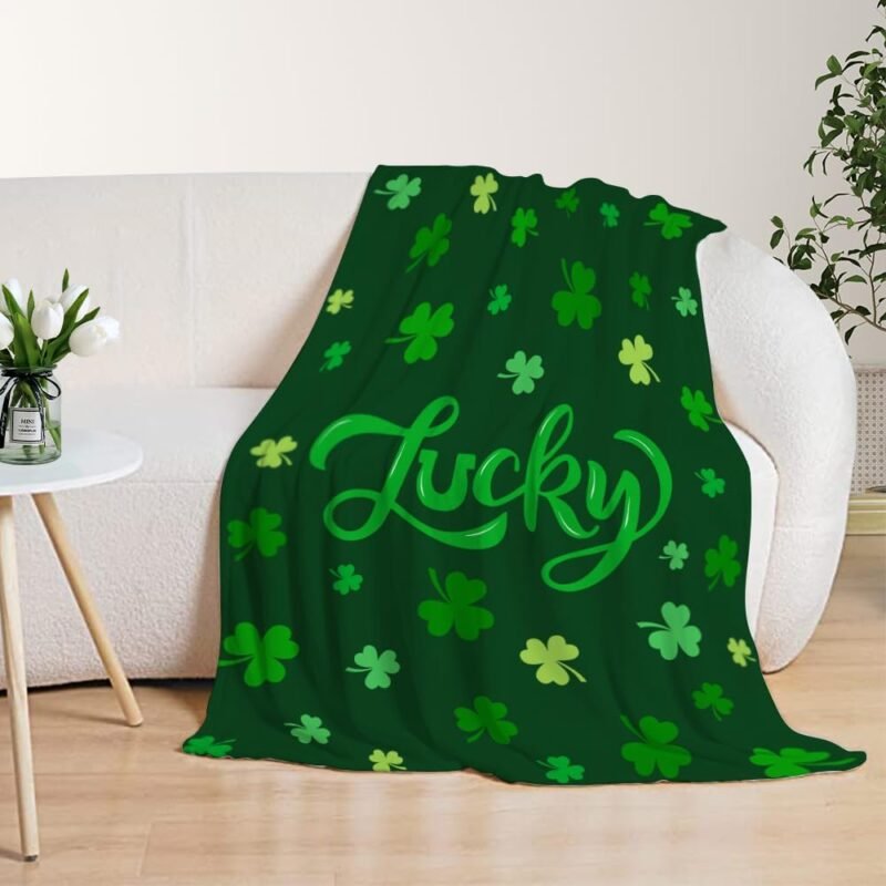 YeeJu St Patricks Day Decorative Throw Blanket 50 by 60 Green Lucky Shamrocks Throw Blanket for Couch Sofa Bed Soft Cozy Fuzzy Plush Fleece Blankets Saint Patricks Day Irish Gift Blanket 50x60 - Image 5