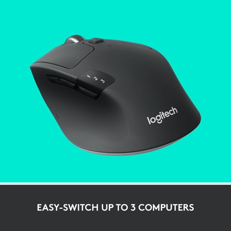 Logitech M720 Triathlon Multi-Device Wireless Mouse, Bluetooth, USB Unifying Receiver, 1000 DPI, 6 Programmable Buttons, 2-Year Battery, Compatible with Laptop, PC, Mac, iPadOS - Black - Image 8