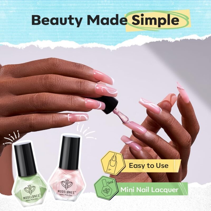 modelones Nail Polish Set, 6 Colors Spring Jelly Pastel Nail Polish Sheer Nude Pink Yellow Lavender Purple Baby Blue Mint Green Silver Pink Nail Polish Kit 2025 Gifts for Women Salon DIY Manicure Kit - Image 7