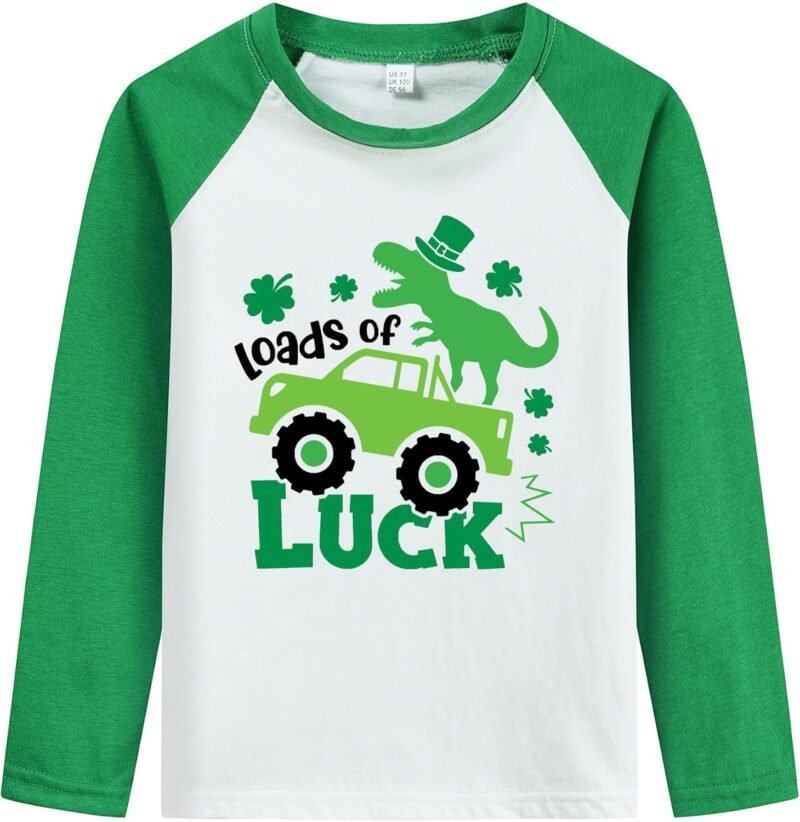 Kids St Patricks Day Shirt Boys Girls Saint Patrick's Shamrock Clover Lucky Graphic Tees Toddler Long Sleeve T-Shirt Tops