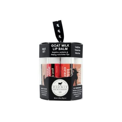 Dionis Goat Milk 6 Pc Lip Balm Ornament 2024 - Vanilla, Coconut, Milk & Honey, Berry, Peppermint & Blood Orange Scented Chapstick - Shea Butter & Coconut Oil, Protect & Restore Lips 0.28oz