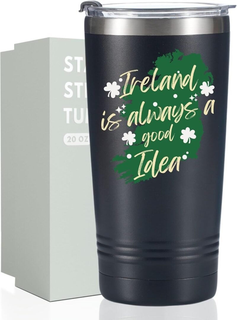 Onebttl Irish Gifts for Women Men, 20oz Insulated Stainless Steel Tumbler with Lid and Straw, Best Irish Gifts for Best Friends, Christmas, Birthday, St Patricks Day - IRELAND is Always a Good Idea