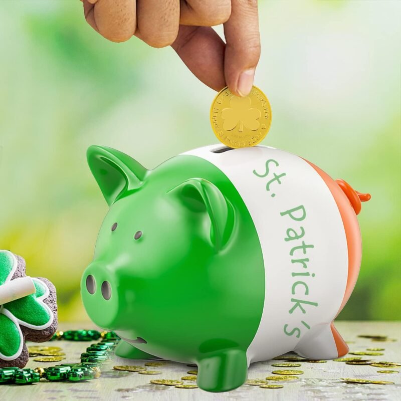 SpinLaLa St. Patrick's Day Gold Coins - 100 Pieces Gold Green Lucky Coins Plastic Shamrock Leprechaun Coins, 3-Leaf Clover Coin for Party Decoration Favors - Image 6