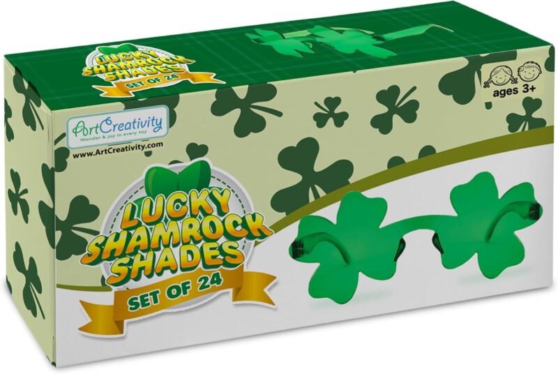 ArtCreativity 24 PCS St Patrick’s Day Shamrock Glasses - Saint Patricks Day Accessories with UV400 Protection for Irish Costume Party, Photo Props, Parade, Party Favors - Green Clover Sunglasses - Image 8