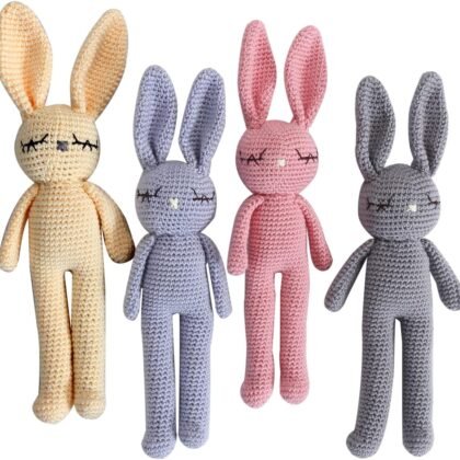 Moni's Choice Easter Baby Stuffed Animal Bunny Rabbit Handmade Plush Easter Stuffed Animal Knitted Doll Baby Sleep Toy Newborn Gift Handmade(Grey)