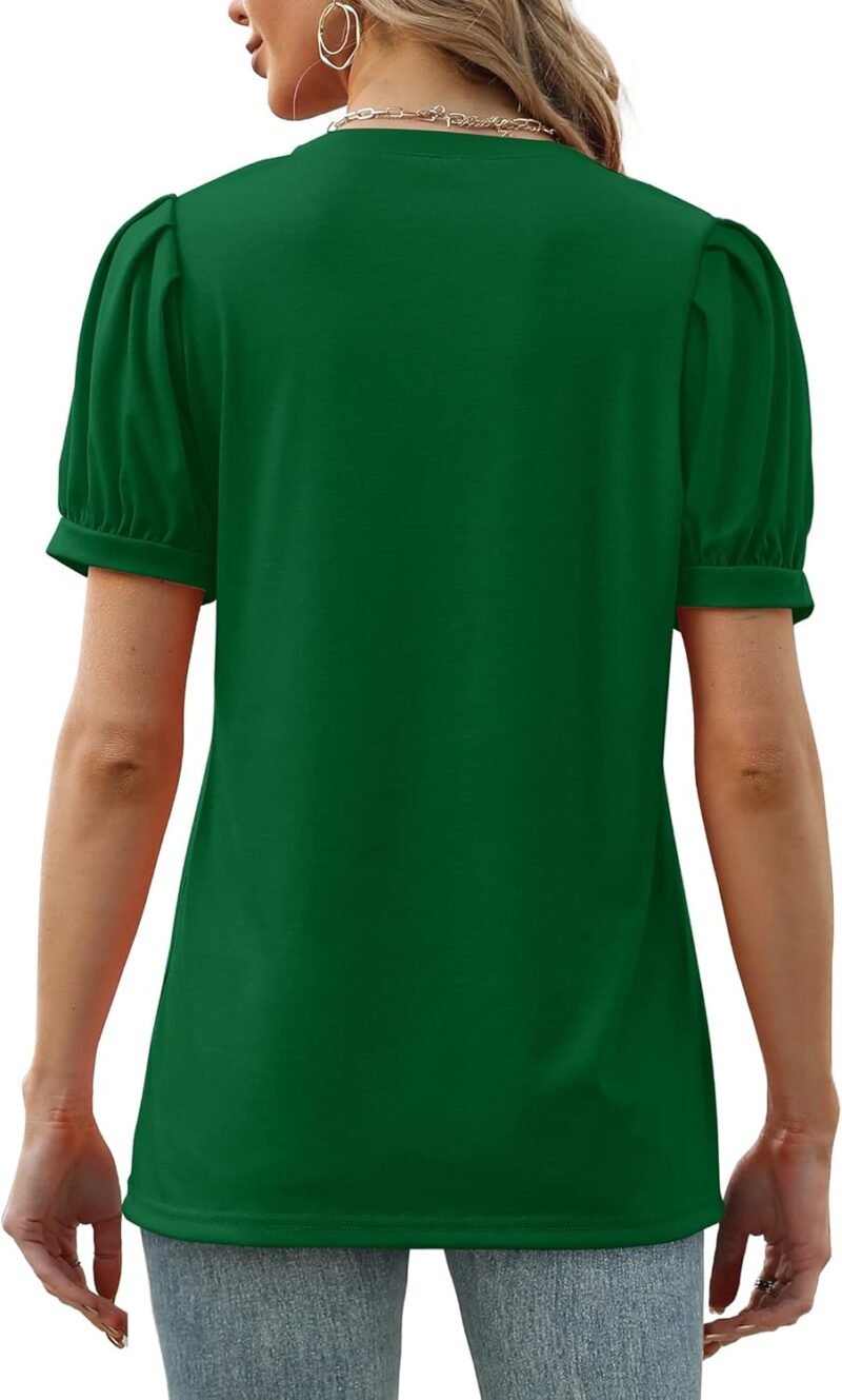 Geifa Womens Summer Tops Puff Short Sleeve V Neck T Shirts Loose Casual Tshirts - Image 4