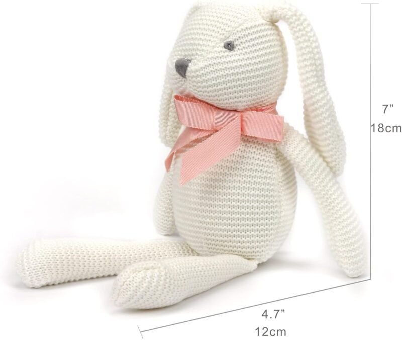 Organic Baby Toys White Bunny Rabbit Stuffed Animal for Newborn 7.1" - Image 2