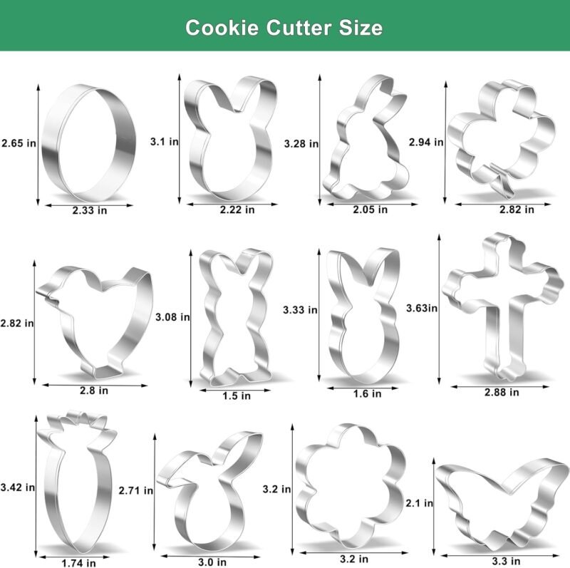 Easter Cookie Cutter Set - 12 Pieces Stainless Steel Cookie Cutters for Baking - Image 2