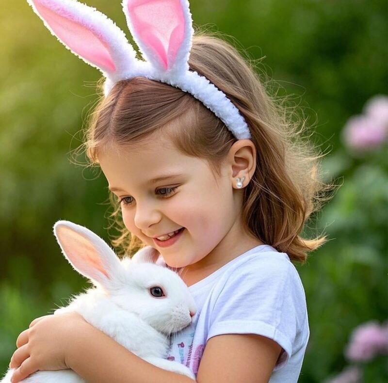 SLUYNZ 925 Sterling Silver Easter Rabbit Studs Earrings for Women Teen Girls Pearl Rabbit Earrings Studs - Image 2