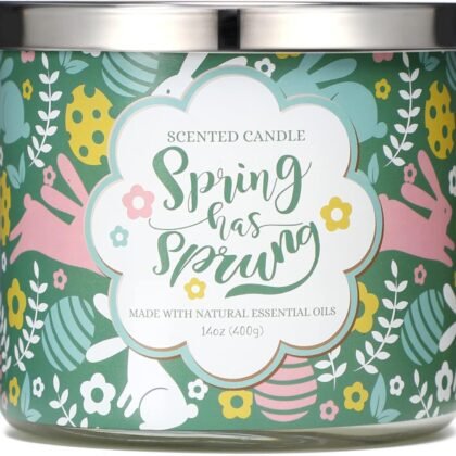 Spring Candle,Floral Scented, Easter Candle, Blossoms Gardenia Scented,Large 3 Wicks, 14 oz