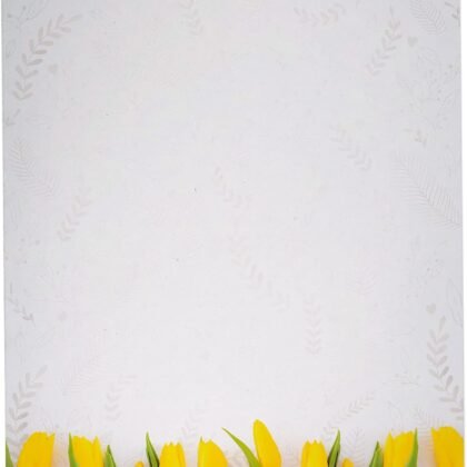 Yellow Spring Tulips Stationery Paper - 60 Sheets Floral Paper for Inkjet/Laser Printers