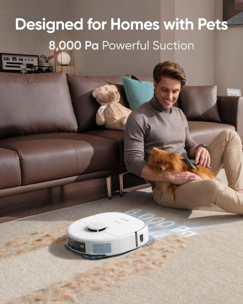 eufy X10 Pro Omni Robot Vacuum and Mop Combo, 8,000 Pa Suction, Dual Mops with 12 mm Auto-Lift and Carpet Detection, AI Obstacle Avoidance, Auto Mop Washing, Auto Drying, Self-Emptying, White - Image 2