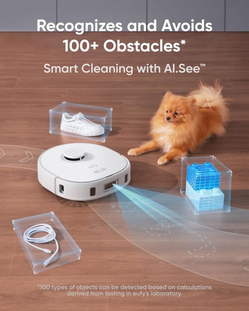 eufy X10 Pro Omni Robot Vacuum and Mop Combo, 8,000 Pa Suction, Dual Mops with 12 mm Auto-Lift and Carpet Detection, AI Obstacle Avoidance, Auto Mop Washing, Auto Drying, Self-Emptying, White - Image 4