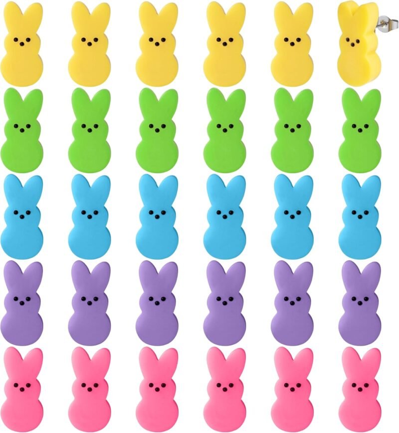 30Pcs Easter Stud Earrings Candy Resin Stud Earrings with Hypoallergenic Stainless Steel Jewelry Gift for Women