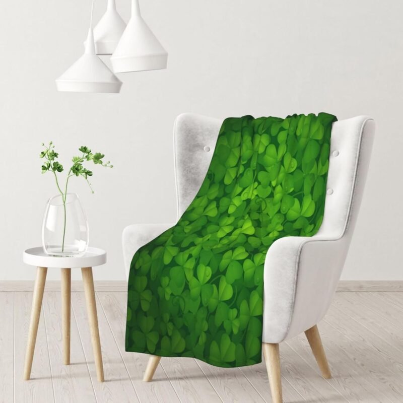 St. Patrick's Day Fleece Blanket Festival Greens of Ireland Clovers Shamrocks Design Throw Blanket Lightweight Cozy for Couch, Sofa, Bed 30" x 40" St. Patrick's Day Gifts - Image 2