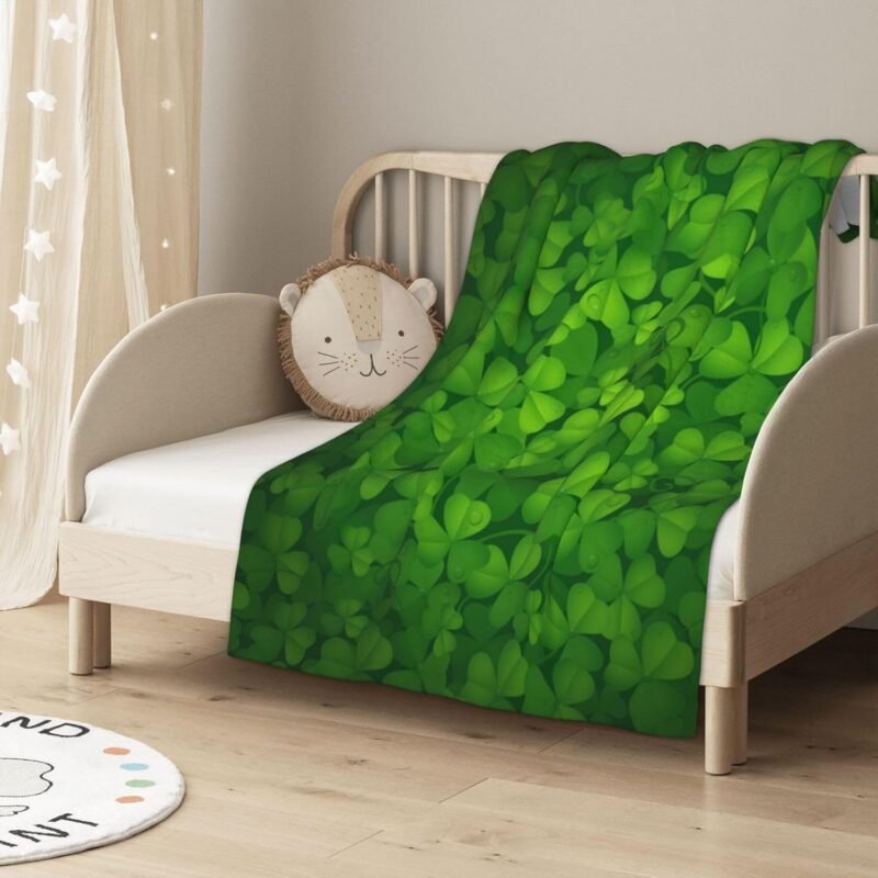 St. Patrick's Day Fleece Blanket Festival Greens of Ireland Clovers Shamrocks Design Throw Blanket Lightweight Cozy for Couch, Sofa, Bed 30" x 40" St. Patrick's Day Gifts - Image 4