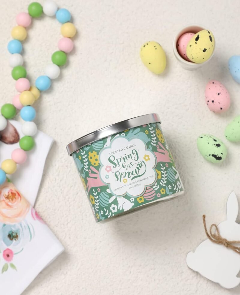 Spring Candle,Floral Scented, Easter Candle, Blossoms Gardenia Scented,Large 3 Wicks, 14 oz - Image 5
