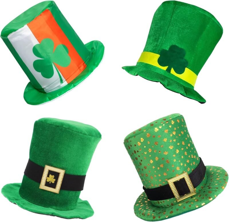 12pcs Bulk St. Patrick's Day Party Hats Funny Shamrock Hat St Patricks Day Accessories Funny Green Lucky Irish Topper Hat with Funny St. Paddy's Day Designs for Adults Teens, Fits Most Head Sizes - Image 2