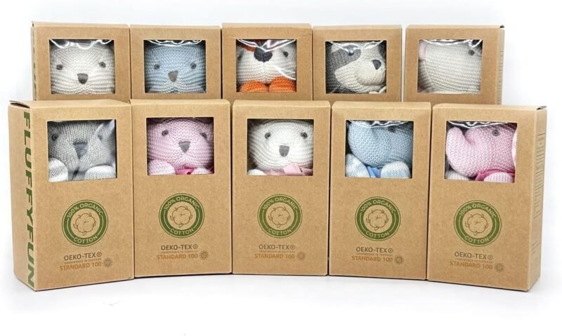 Organic Baby Toys White Bunny Rabbit Stuffed Animal for Newborn 7.1" - Image 4