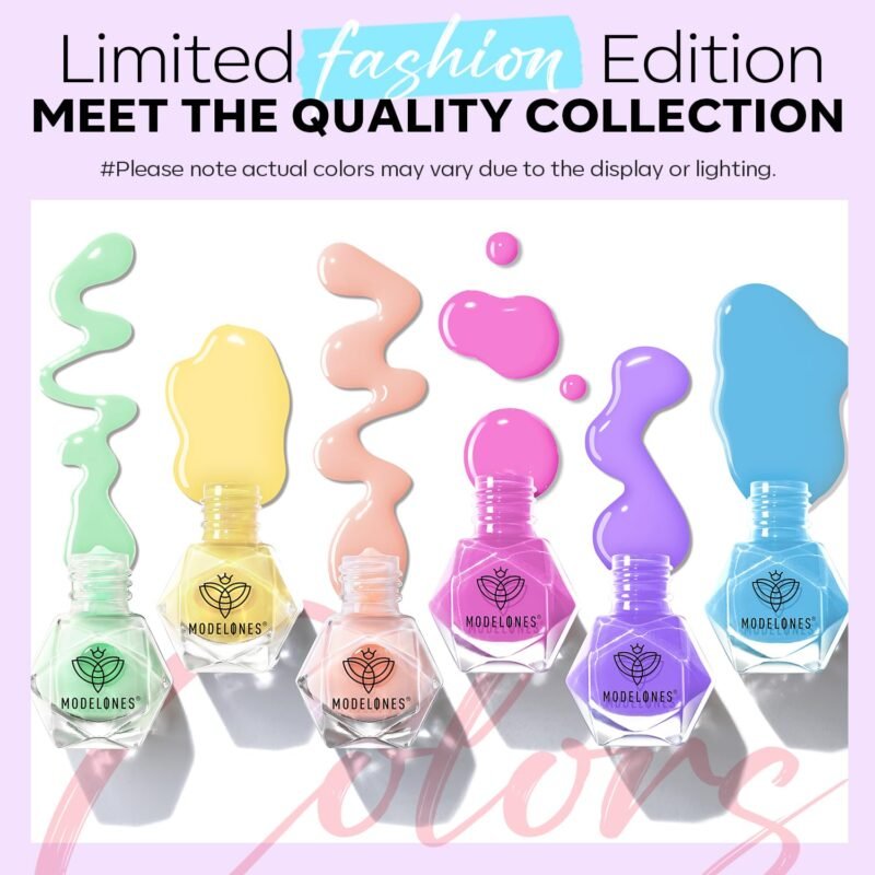 modelones Nail Polish Set, 6 Colors 2025 Spring Summer Macaron Pastel Nail Polish Soft Pink Purple Blue Green Orange Quick Dry Nail Polish Kit Salon Home DIY Manicure Kit - Image 3