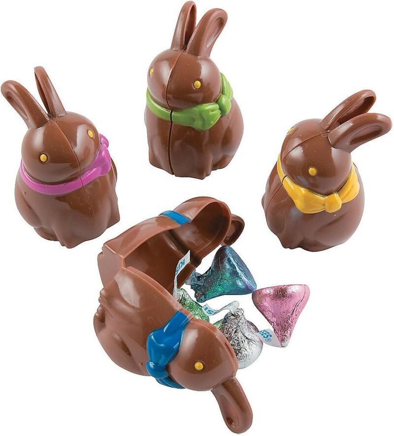 Fun Express Chocolate Bunny Shaped Easter Eggs - Set of 12 - Easter Hunt Party Supplies