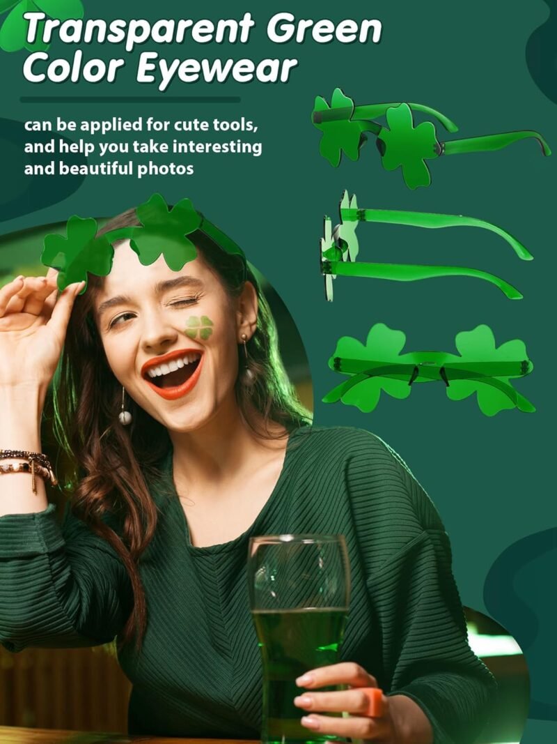 St. Patricks Day Shamrock Sunglasses Bulk Irish Shamrock glasses Green Clover Eyewear St Patrick Party Favor Supply - Image 3