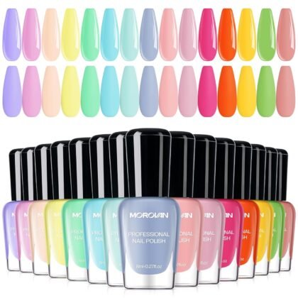 Nail Polish Set Fingernail: Pastel Macaron Rainbow Nail Polish Kit Regular Neon Air Quick Dry Nail Polish Pack for Women Nail Art Design Gift Holiday Party 0.27oz