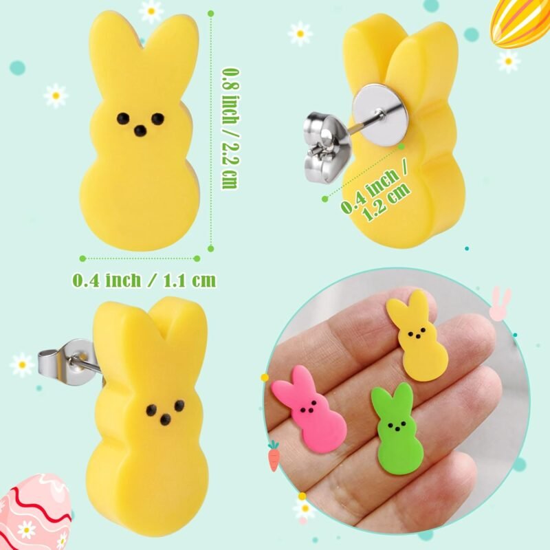 30Pcs Easter Stud Earrings Candy Resin Stud Earrings with Hypoallergenic Stainless Steel Jewelry Gift for Women - Image 2