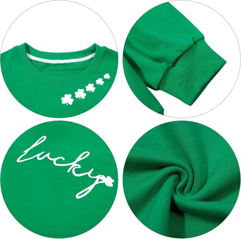 FLOYU St Patricks Day Sweatshirt Women Lucky Clover Pullover Irish Sweatshirts Saint Patrick's Shamrocks Long Sleeve Shirt - Image 5