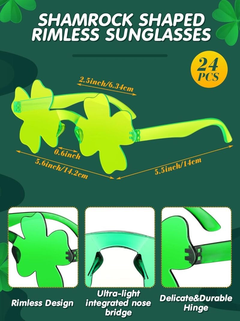 St. Patricks Day Shamrock Sunglasses Bulk Irish Shamrock glasses Green Clover Eyewear St Patrick Party Favor Supply - Image 2
