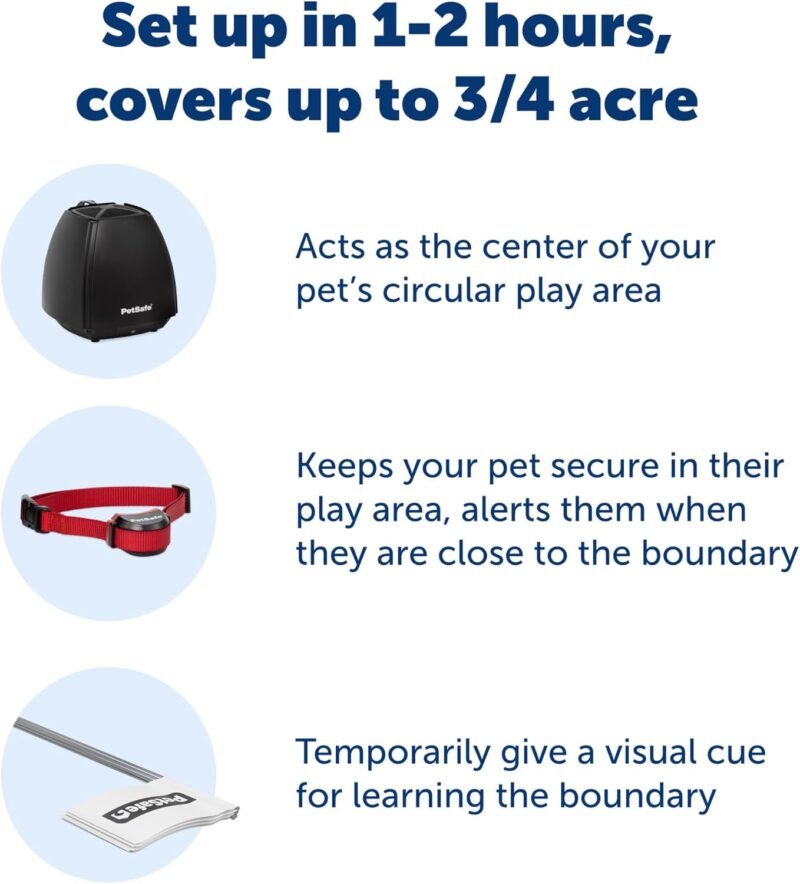 PetSafe Stay & Play Wireless Pet Fence for Stubborn Dogs - No Dig, Circular Boundary, Secure 3/4-Acre Yard, for Dogs 5lbs+, America's Safest Wireless Pet Containment System, Electric Fence - Image 3