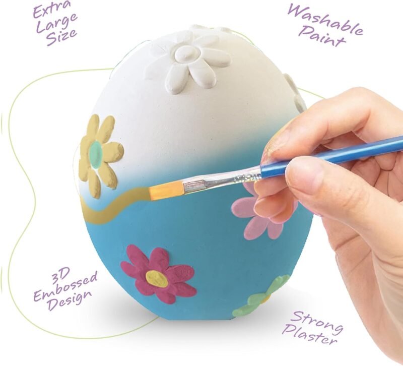 ArtCreativity 3D Easter Egg Painting Kit - Easter Craft Kit Includes Molds, Paint, Brushes for Kids & Adults - Ceramic Plaster Painting Kit - DIY Gifts for Spring - Basket Stuffers - Image 4