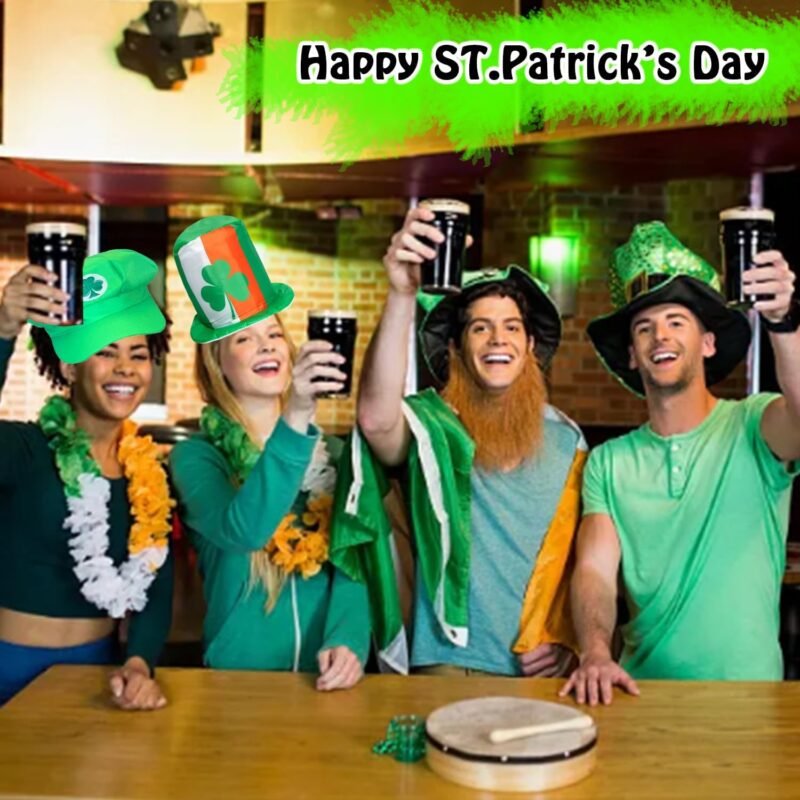 12pcs Bulk St. Patrick's Day Party Hats Funny Shamrock Hat St Patricks Day Accessories Funny Green Lucky Irish Topper Hat with Funny St. Paddy's Day Designs for Adults Teens, Fits Most Head Sizes - Image 7
