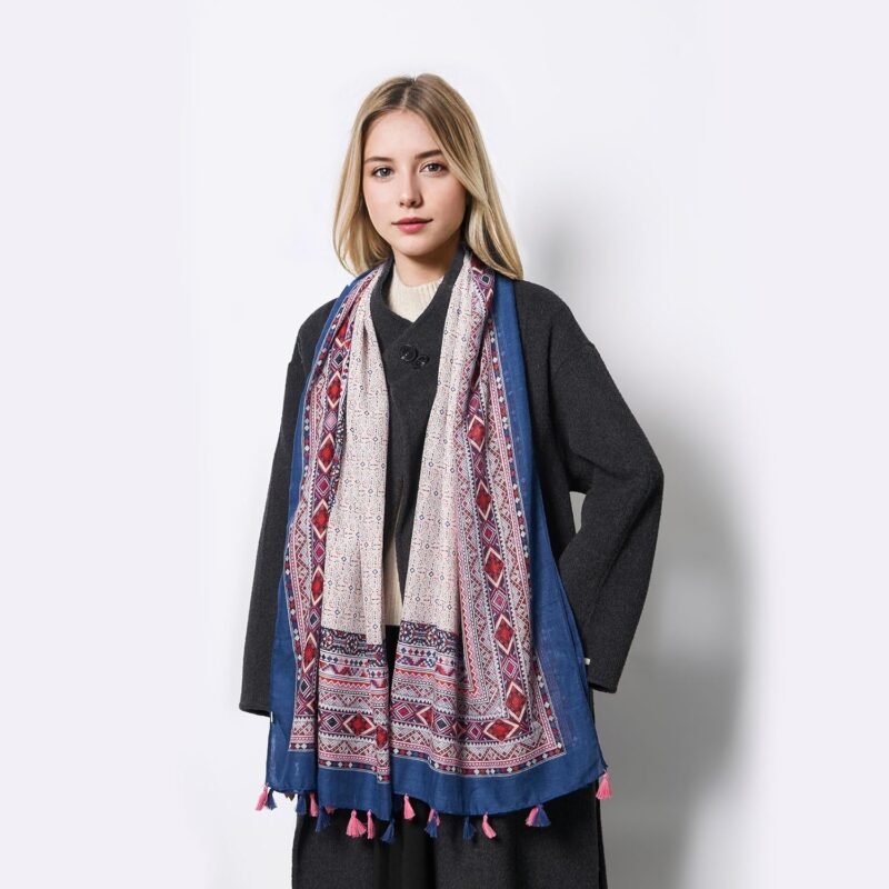 Scarf for Women Lightweight Soft Floral Leopard Printed Scarves Fall Winter Fashion Shawl Wrap with Fringe - Image 7