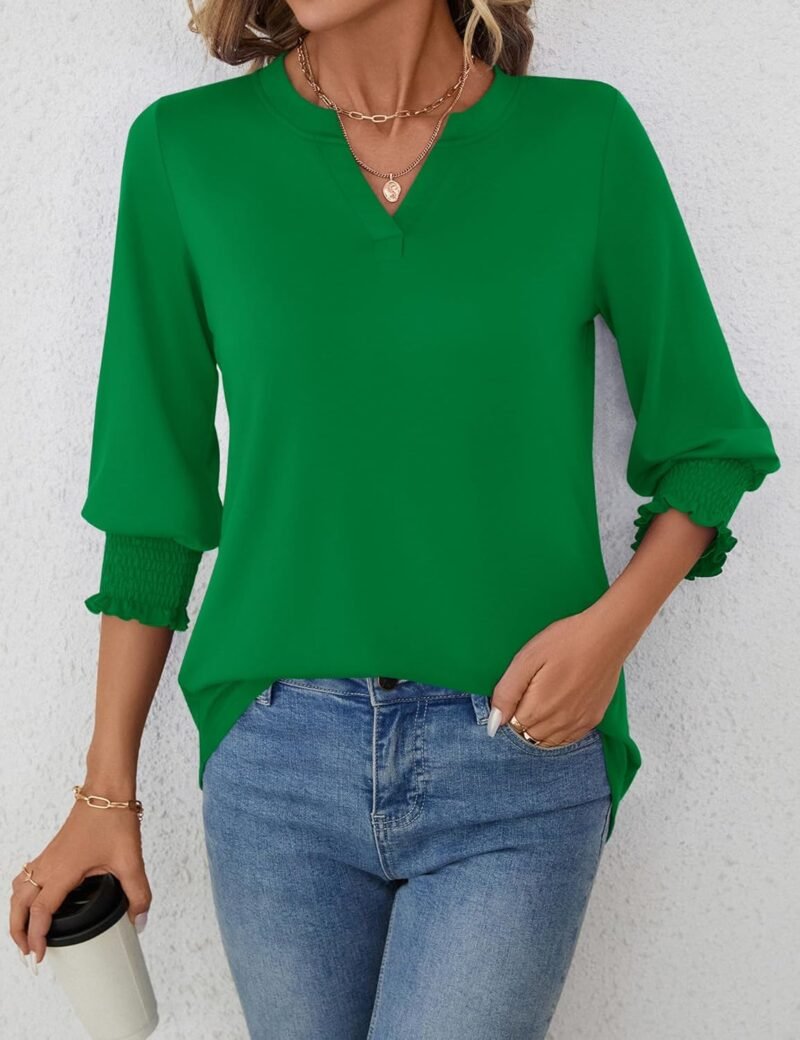 LOMON Women's 2025 Fashion Tops 3/4 Length Sleeve Business Casual Blouses Summer Tees Shirts - Image 6