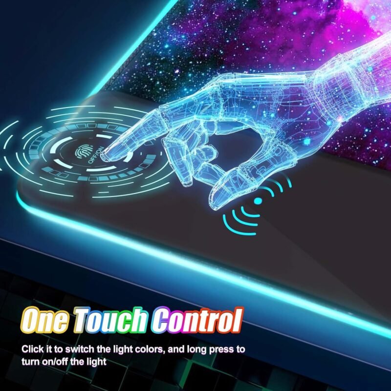 ToLuLu Wireless Charging RGB Gaming Mouse Pad, 15W LED Mouse Mat with 30W Charger, 14 Light Modes Large Mousepad with Wrist Support, Non-Slip Rubber Base Desk Mat Computer Keyboard Pad, Galaxy Nebula - Image 4